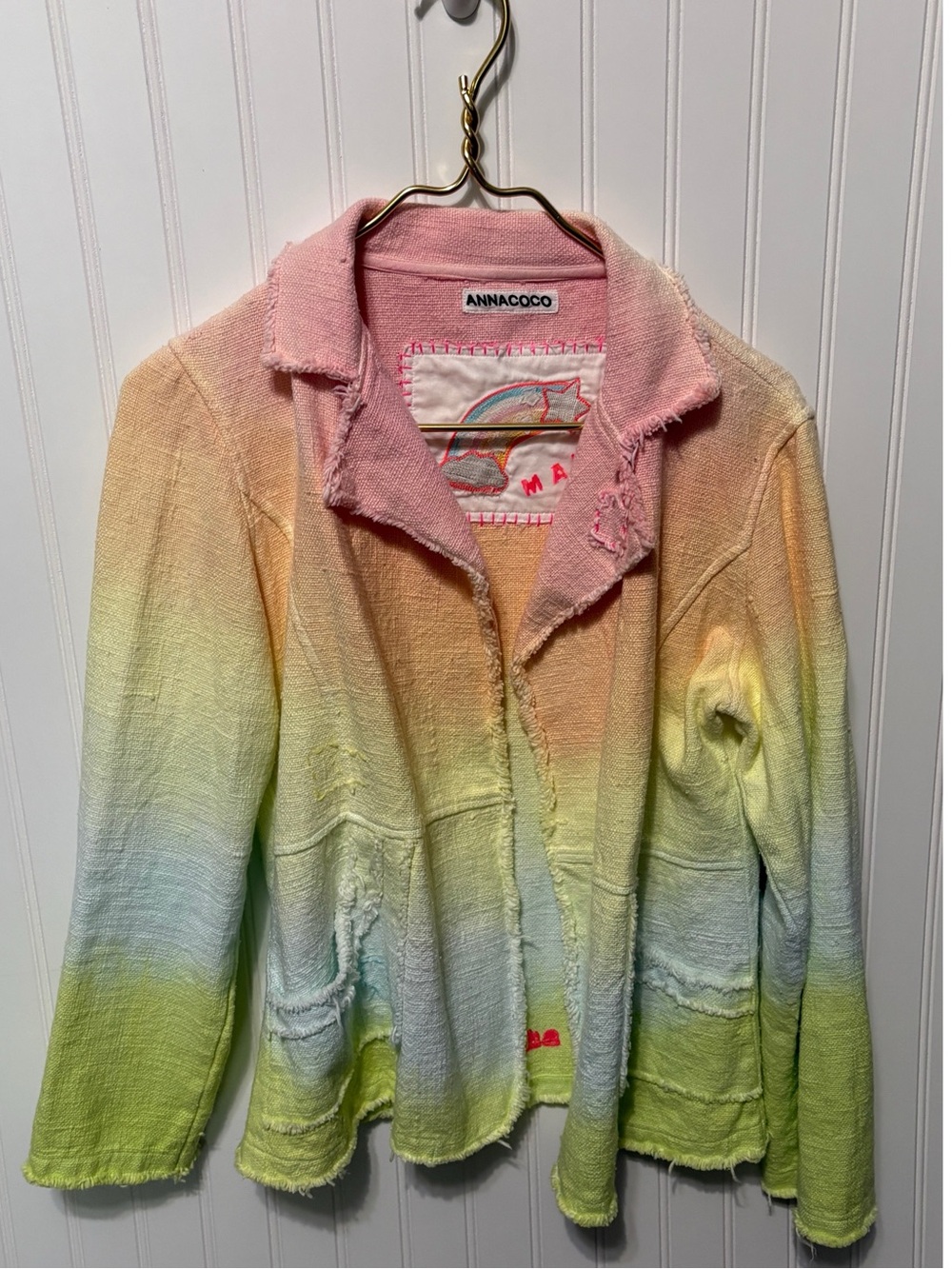 ANNACOCO HAWAII Maui Pink Rainbow Blazer Jacket Womens Size Medium